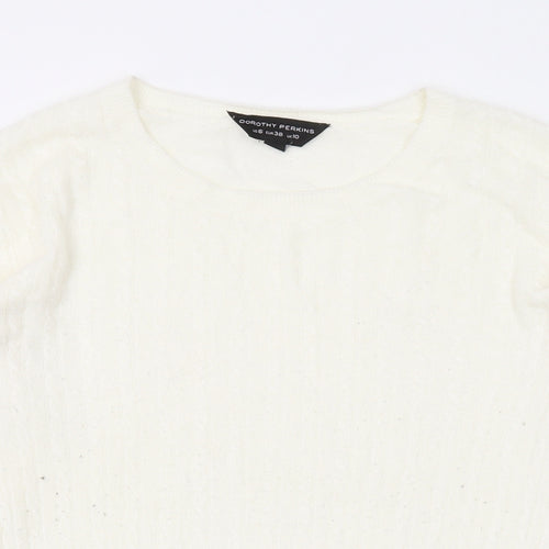 Dorothy Perkins Womens Ivory Round Neck Acrylic Pullover Jumper Size 10