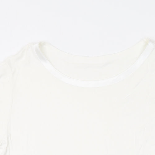 Marks and Spencer Womens White Viscose Basic T-Shirt Size 14 Round Neck