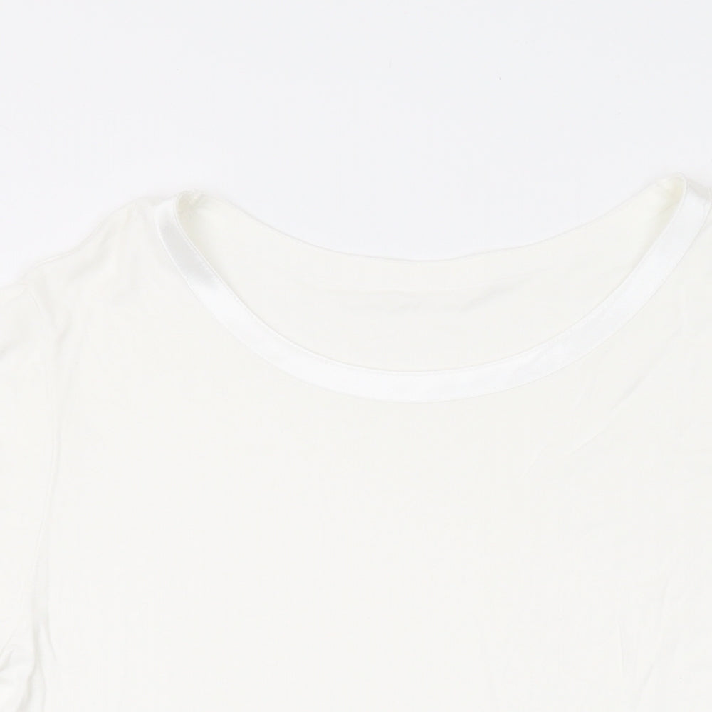 Marks and Spencer Womens White Viscose Basic T-Shirt Size 14 Round Neck