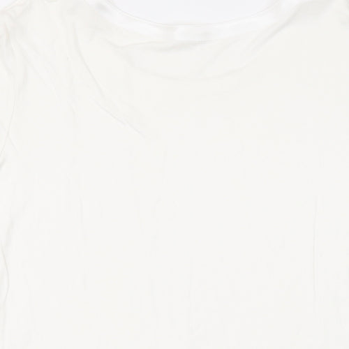 Marks and Spencer Womens White Viscose Basic T-Shirt Size 14 Round Neck