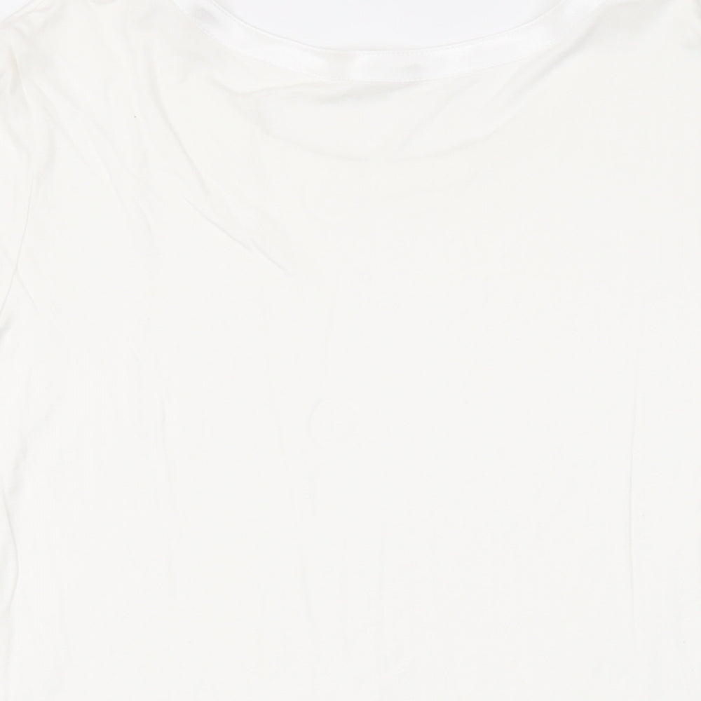 Marks and Spencer Womens White Viscose Basic T-Shirt Size 14 Round Neck