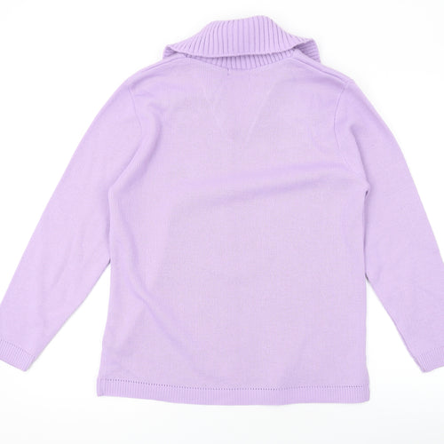 Keeno Womens Purple V-Neck Acrylic Pullover Jumper Size S