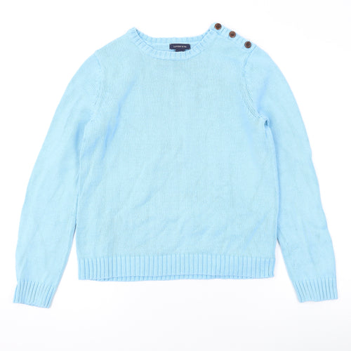 Lands' End Womens Blue Round Neck Cotton Pullover Jumper Size M