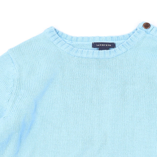 Lands' End Womens Blue Round Neck Cotton Pullover Jumper Size M