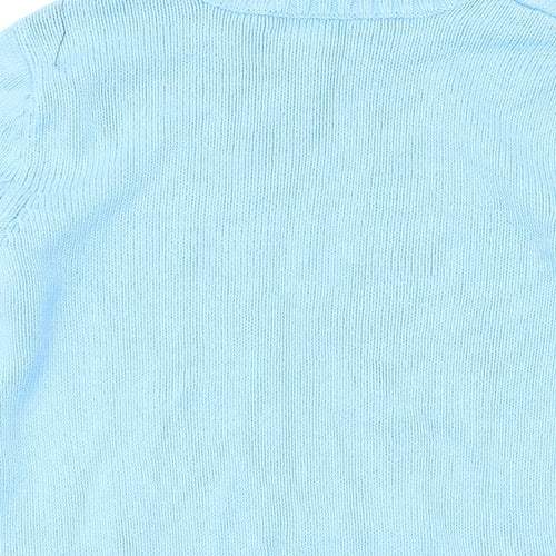 Lands' End Womens Blue Round Neck Cotton Pullover Jumper Size M