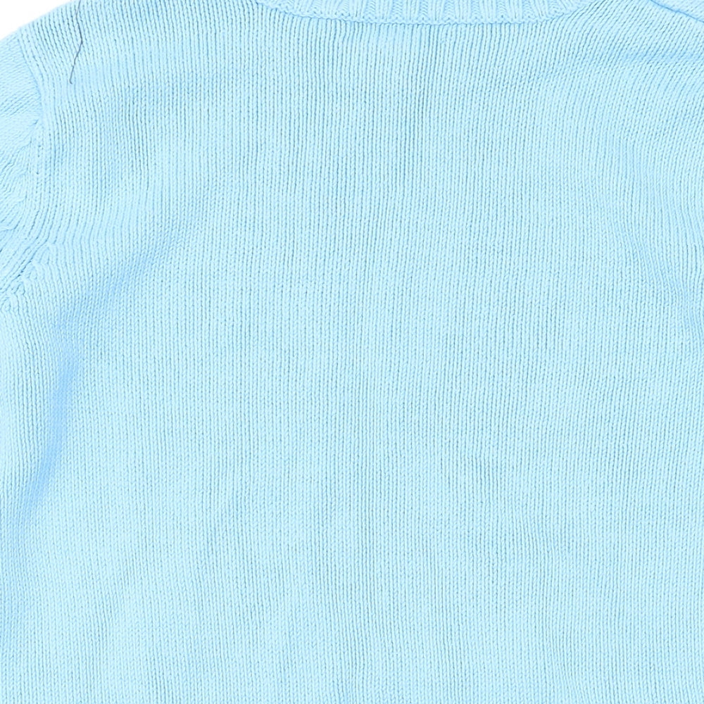 Lands' End Womens Blue Round Neck Cotton Pullover Jumper Size M