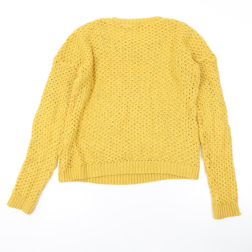 New Look Womens Yellow Round Neck Acrylic Pullover Jumper Size 8