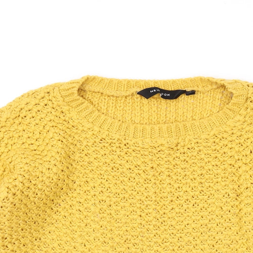 New Look Womens Yellow Round Neck Acrylic Pullover Jumper Size 8