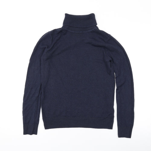 Marks and Spencer Womens Blue Roll Neck Acrylic Pullover Jumper Size 8