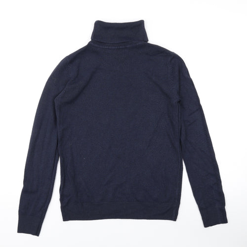 Marks and Spencer Womens Blue Roll Neck Acrylic Pullover Jumper Size 8