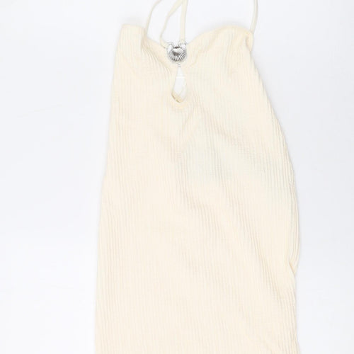 Bershka Womens Ivory Polyamide Mermaid Size M V-Neck Tie