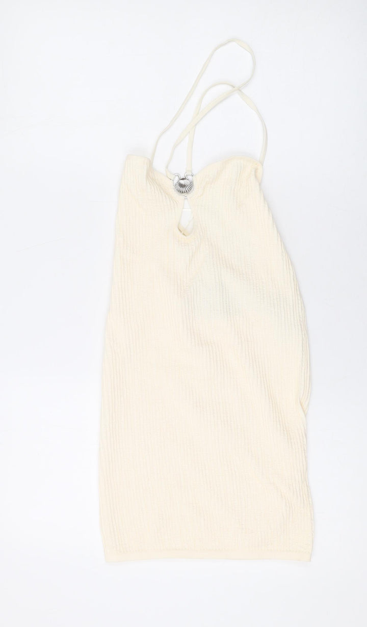 Bershka Womens Ivory Polyamide Mermaid Size M V-Neck Tie