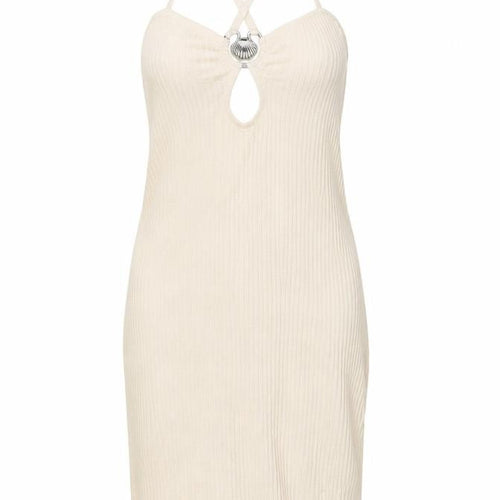 Bershka Womens Ivory Polyamide Mermaid Size M V-Neck Tie