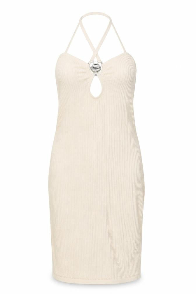 Bershka Womens Ivory Polyamide Mermaid Size M V-Neck Tie