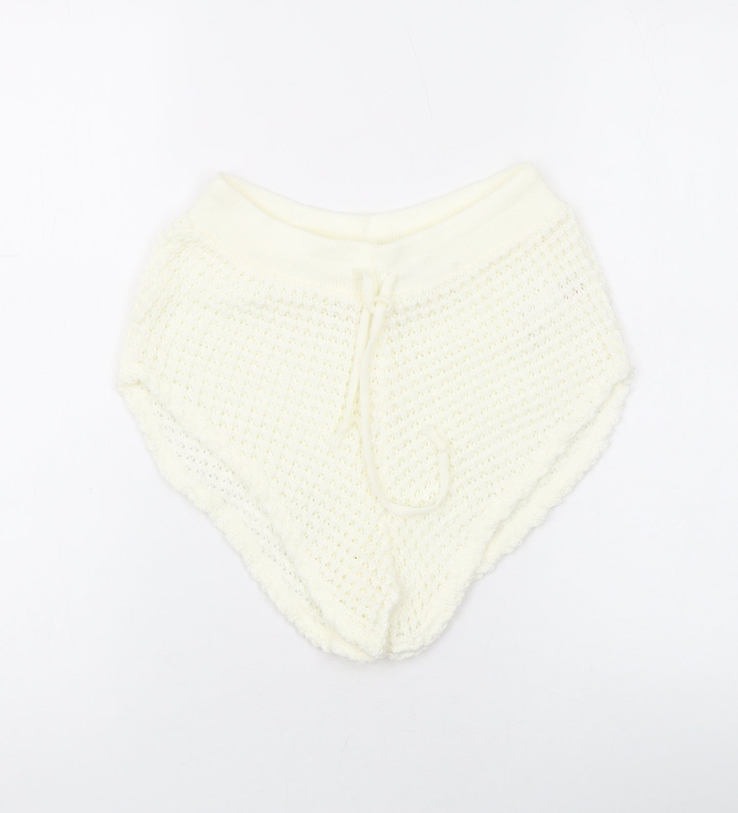 Boohoo Womens Ivory Acrylic Hot Pants Shorts Size L L9 in Regular Drawstring