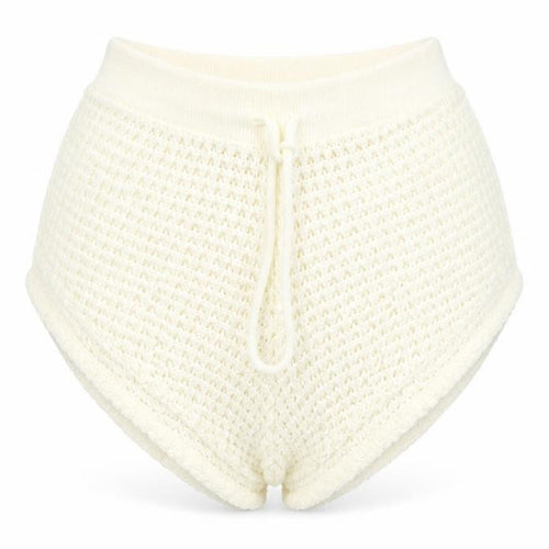 Boohoo Womens Ivory Acrylic Hot Pants Shorts Size L L9 in Regular Drawstring