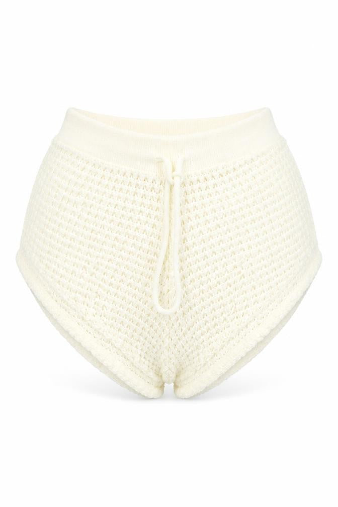 Boohoo Womens Ivory Acrylic Hot Pants Shorts Size L L9 in Regular Drawstring