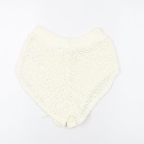 Boohoo Womens Ivory Acrylic Hot Pants Shorts Size L L9 in Regular Drawstring