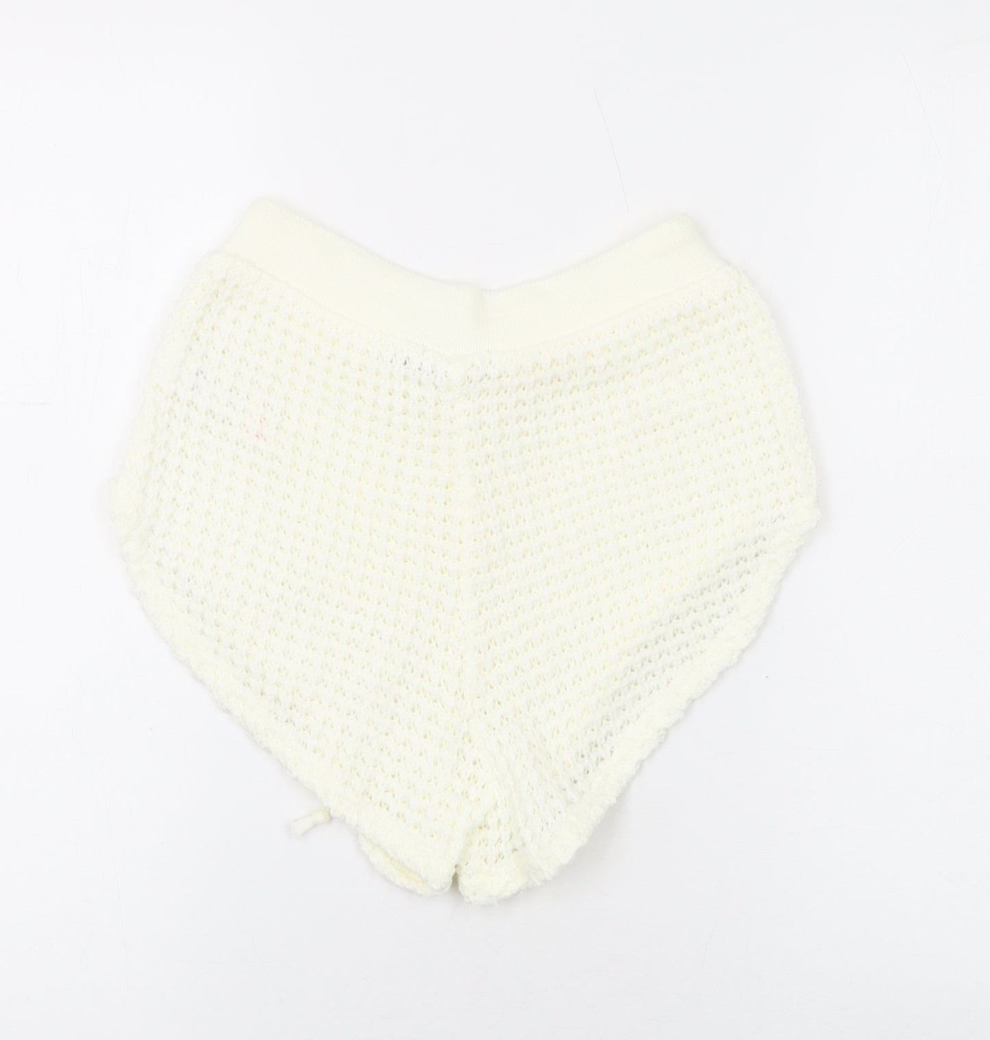 Boohoo Womens Ivory Acrylic Hot Pants Shorts Size L L9 in Regular Drawstring