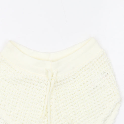 Boohoo Womens Ivory Acrylic Hot Pants Shorts Size L L9 in Regular Drawstring