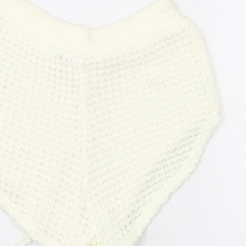 Boohoo Womens Ivory Acrylic Hot Pants Shorts Size L L9 in Regular Drawstring