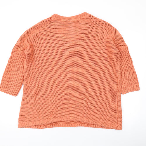Noisy may Womens Orange V-Neck Acrylic Pullover Jumper Size S