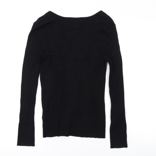Marks and Spencer Womens Black V-Neck Viscose Pullover Jumper Size 12