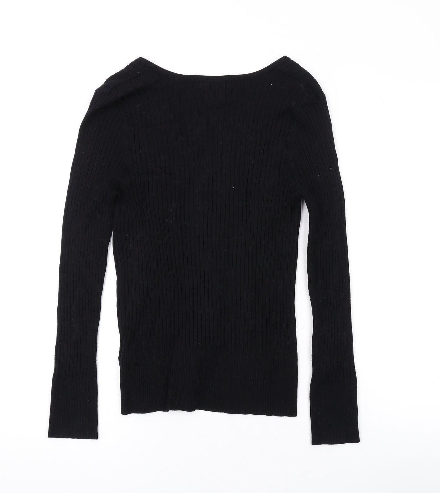 Marks and Spencer Womens Black V-Neck Viscose Pullover Jumper Size 12