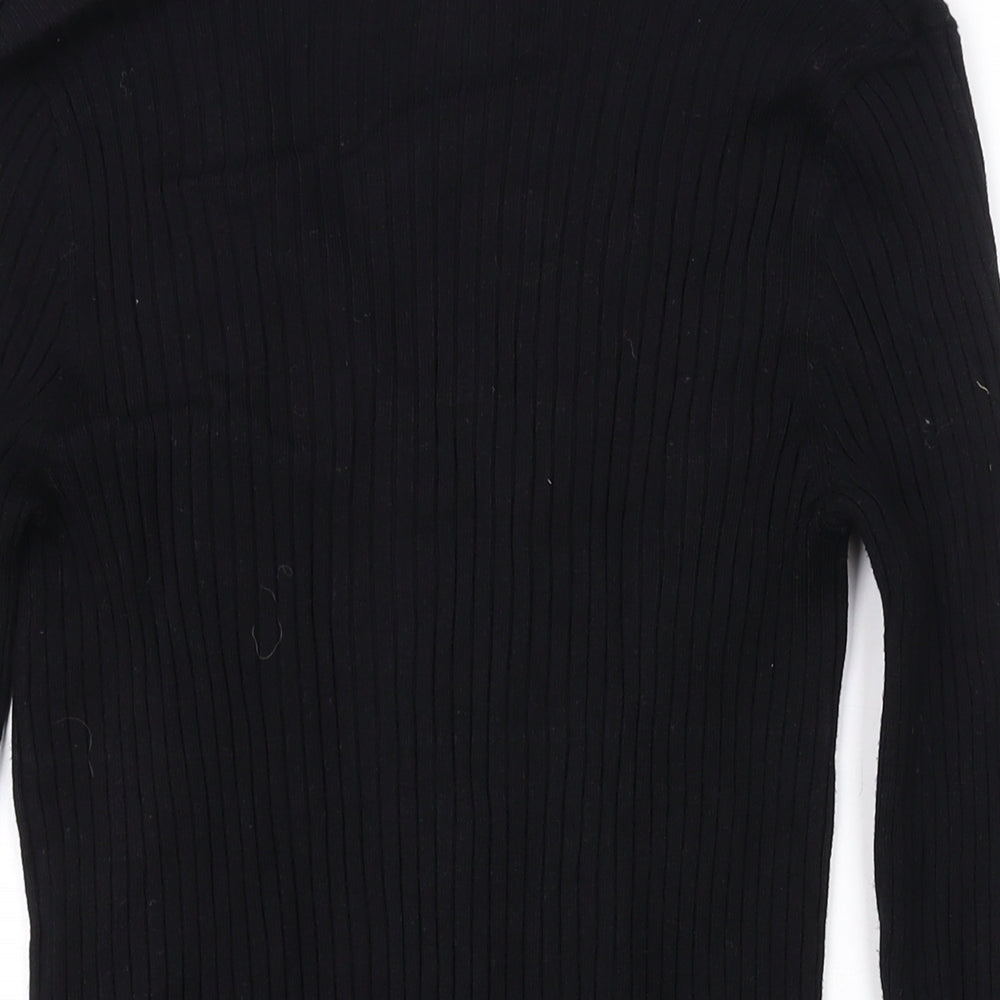 Marks and Spencer Womens Black V-Neck Viscose Pullover Jumper Size 12