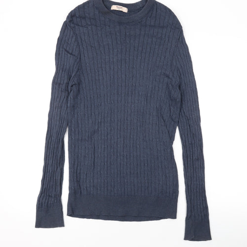 Barons of England Womens Blue Round Neck Cotton Pullover Jumper Size M