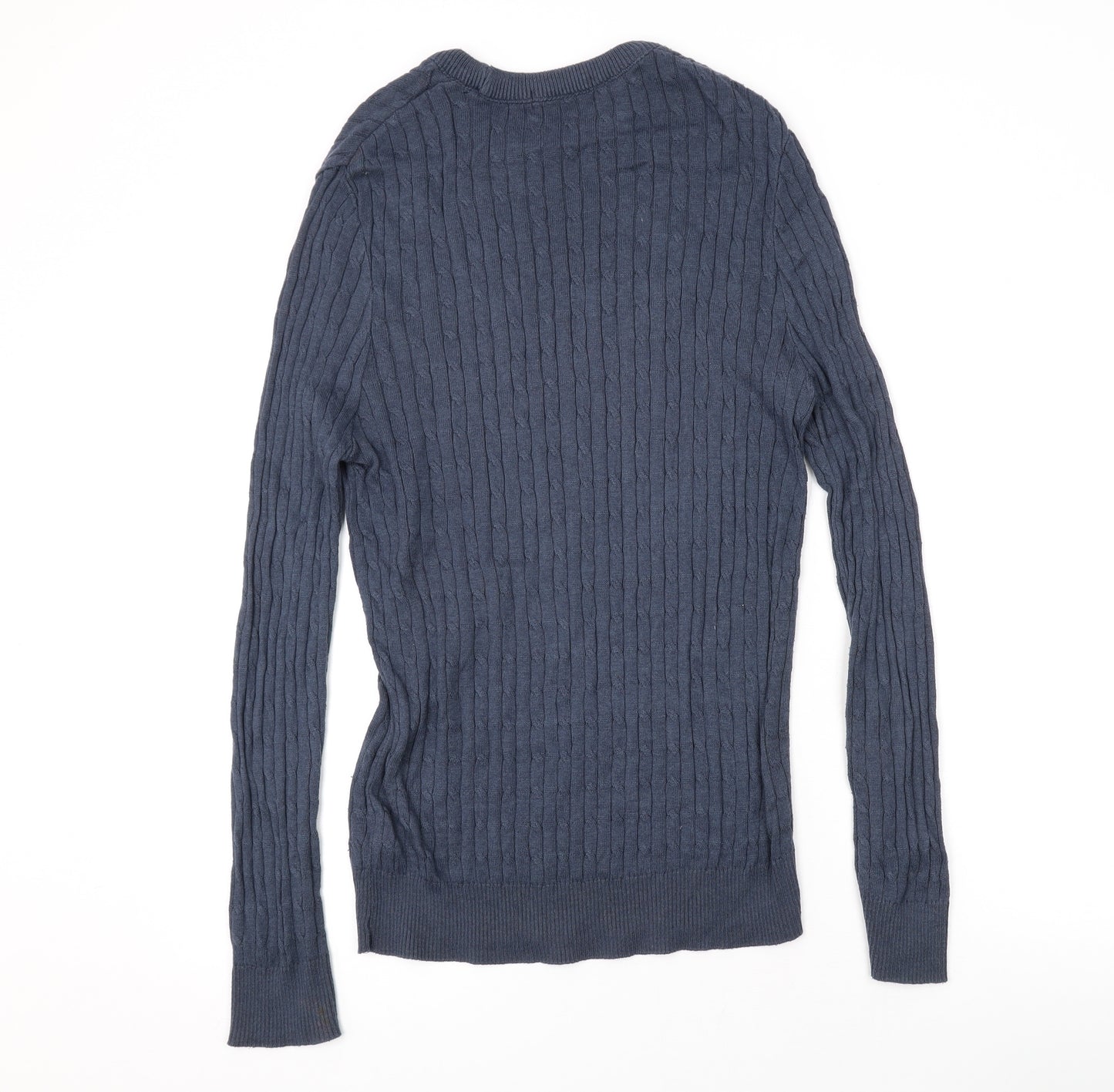 Barons of England Womens Blue Round Neck Cotton Pullover Jumper Size M