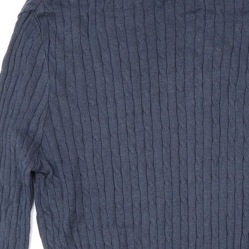 Barons of England Womens Blue Round Neck Cotton Pullover Jumper Size M
