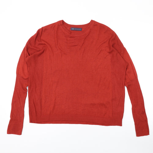 Marks and Spencer Womens Orange Round Neck Acrylic Pullover Jumper Size 14