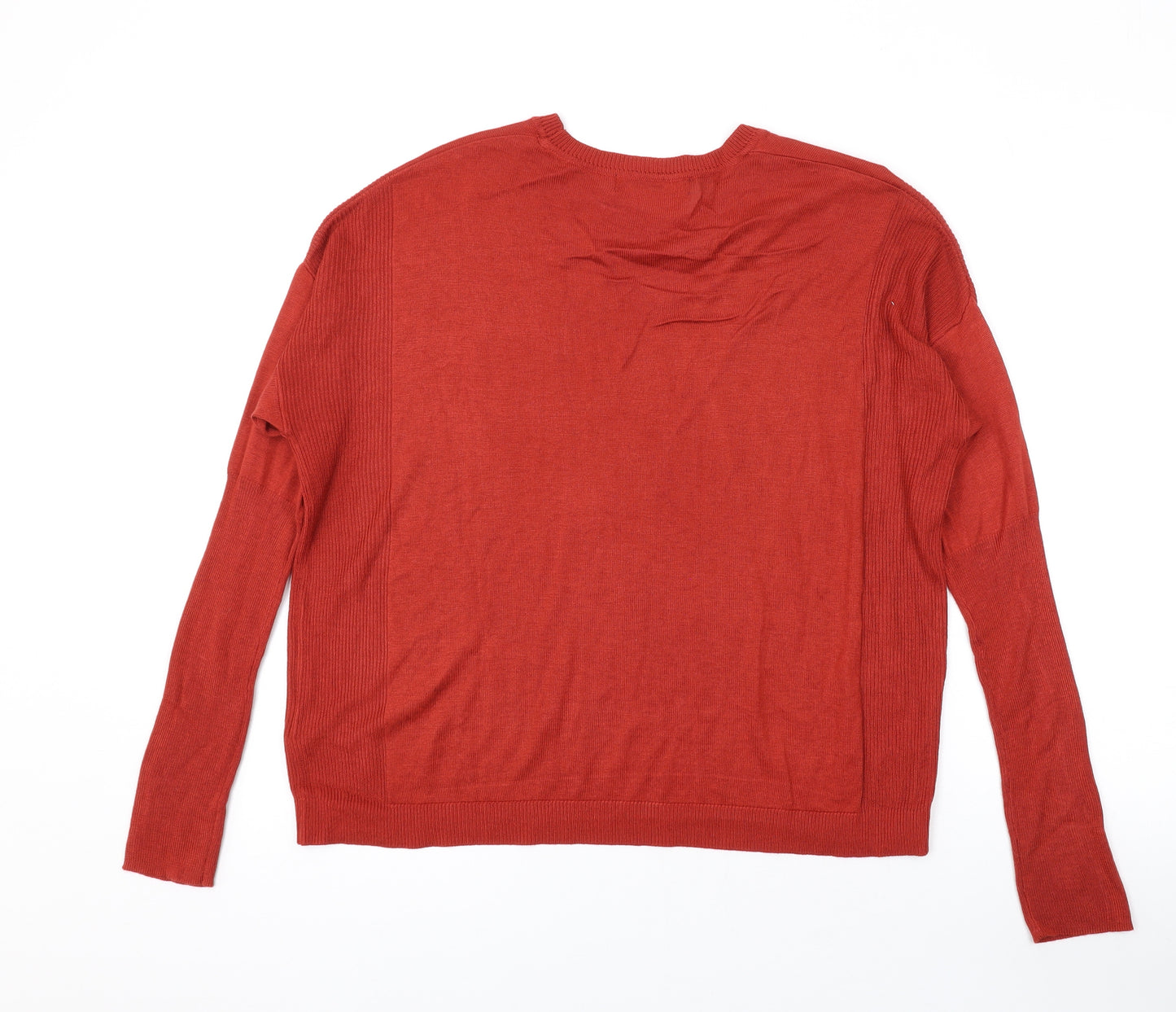 Marks and Spencer Womens Orange Round Neck Acrylic Pullover Jumper Size 14