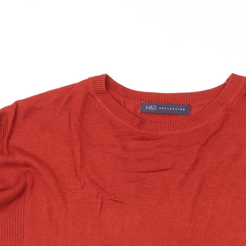 Marks and Spencer Womens Orange Round Neck Acrylic Pullover Jumper Size 14