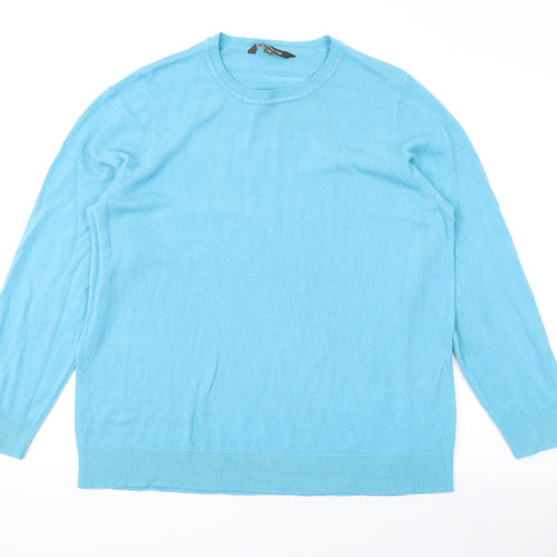 Bonmarché Womens Blue Round Neck Acrylic Pullover Jumper Size 12