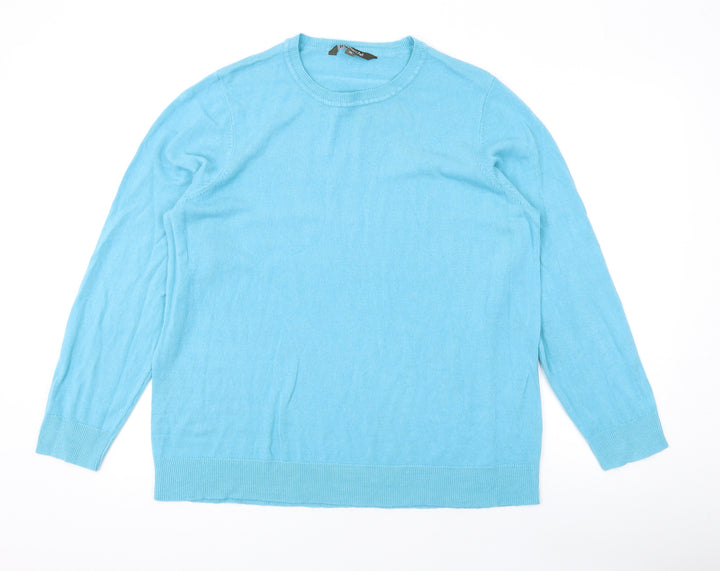 Bonmarché Womens Blue Round Neck Acrylic Pullover Jumper Size 12