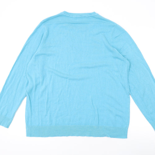 Bonmarché Womens Blue Round Neck Acrylic Pullover Jumper Size 12