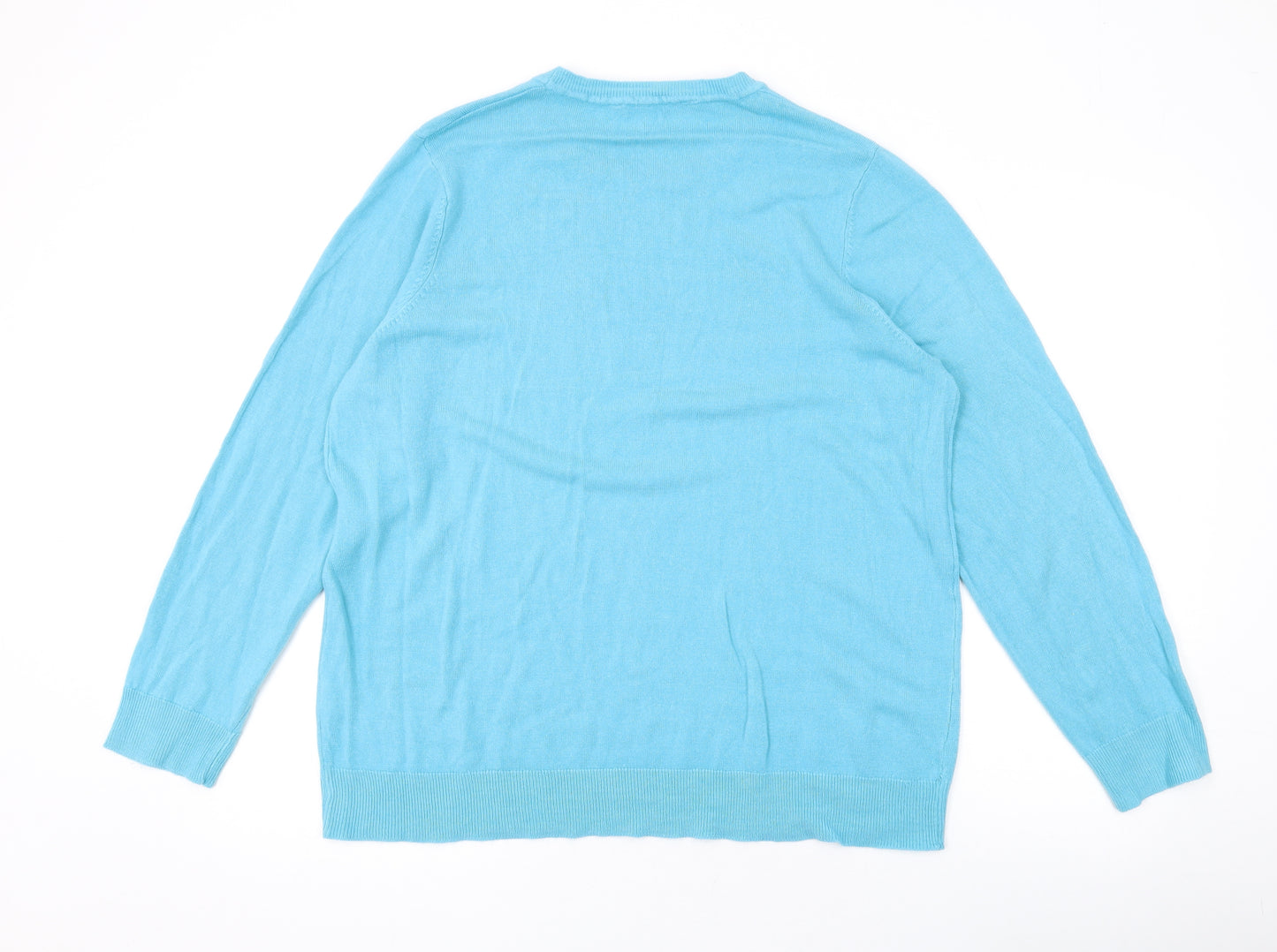 Bonmarché Womens Blue Round Neck Acrylic Pullover Jumper Size 12