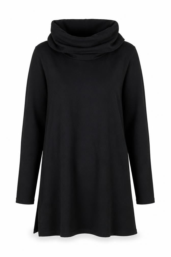 Front view of Dorothy Perkins women’s black roll neck polyester jumper, size UK 10