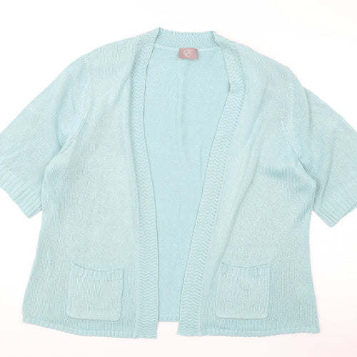 EWM Womens Blue V-Neck Acrylic Cardigan Jumper Size 20