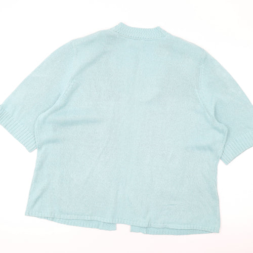EWM Womens Blue V-Neck Acrylic Cardigan Jumper Size 20