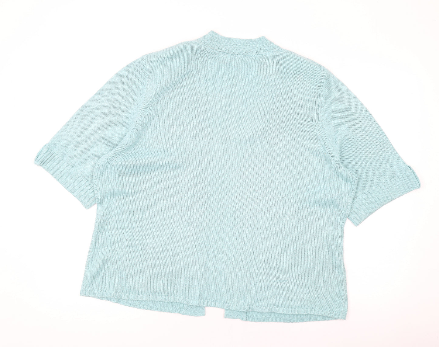 EWM Womens Blue V-Neck Acrylic Cardigan Jumper Size 20