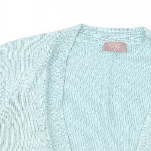 EWM Womens Blue V-Neck Acrylic Cardigan Jumper Size 20