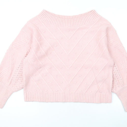 Miss Selfridge Womens Pink Boat Neck Acrylic Pullover Jumper Size 10