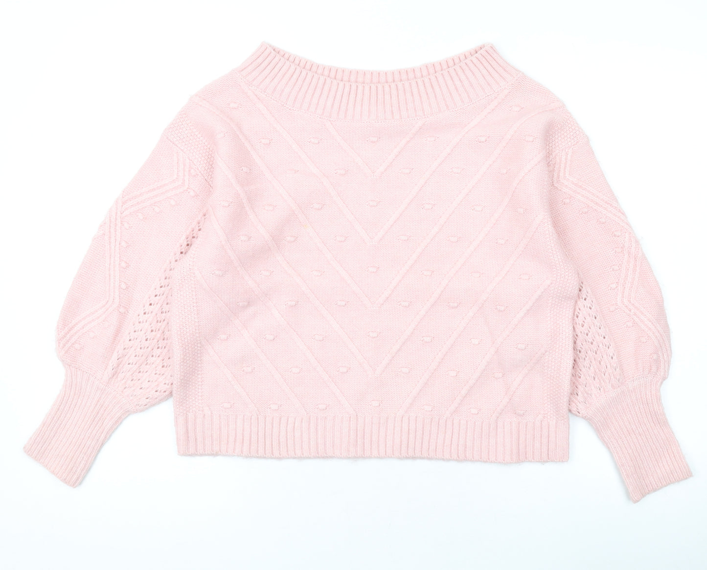 Miss Selfridge Womens Pink Boat Neck Acrylic Pullover Jumper Size 10