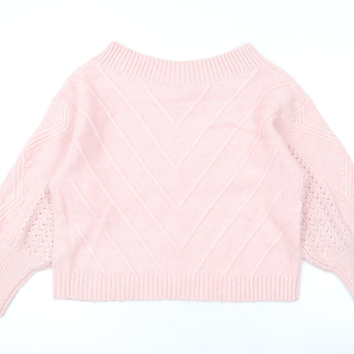 Miss Selfridge Womens Pink Boat Neck Acrylic Pullover Jumper Size 10