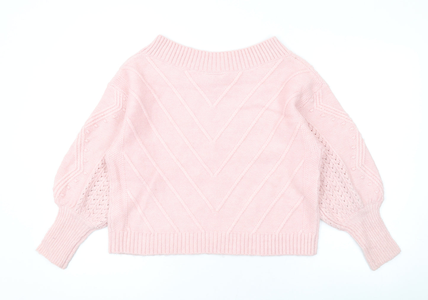Miss Selfridge Womens Pink Boat Neck Acrylic Pullover Jumper Size 10