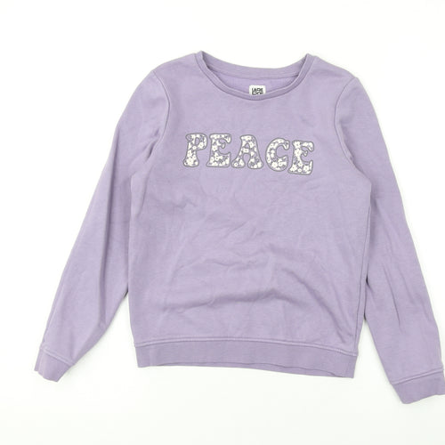 La Redoute Girls Purple Cotton Pullover Sweatshirt Size 9 Years Pullover - Peace