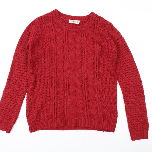 Clockhouse Womens Red Round Neck Acrylic Pullover Jumper Size XS
